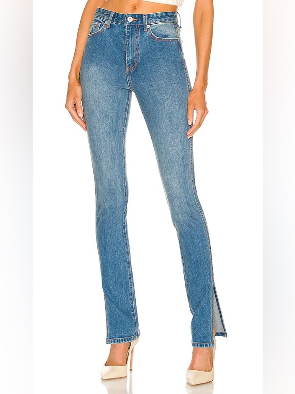 Something Navy Denim Pants with Slit